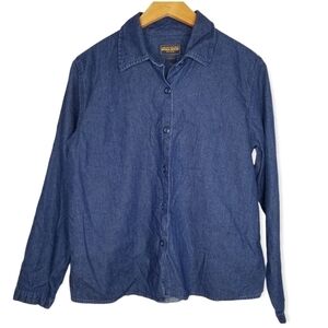 Woolrich Denim Long Sleeve Button Front Top Women's Size L